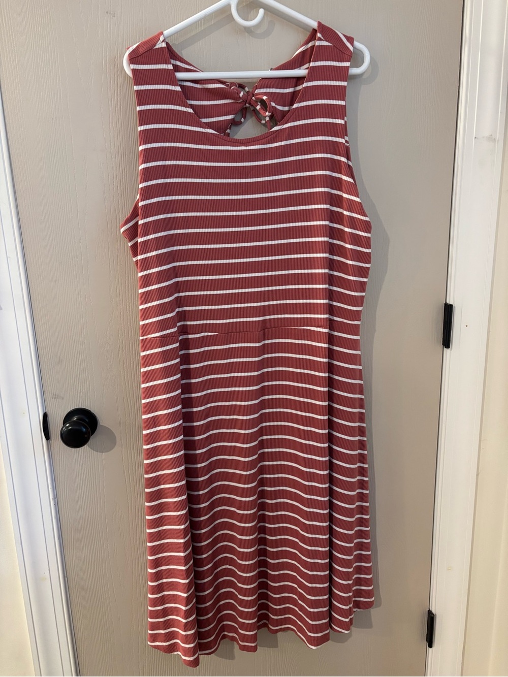 Old Navy Rust Red and White Striped Ribbed Dress 3X